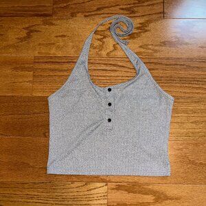 Gray Halter Crop Top